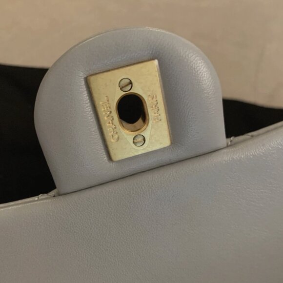 Chanel 21B Classic Mini Square Pearl Crush Lambskin Quilted Flap Bag, Gray, NIB - Picture 9 of 16